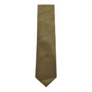 Landisun of Himalayan Houndstooth Pattern Gold 100% Silk Necktie